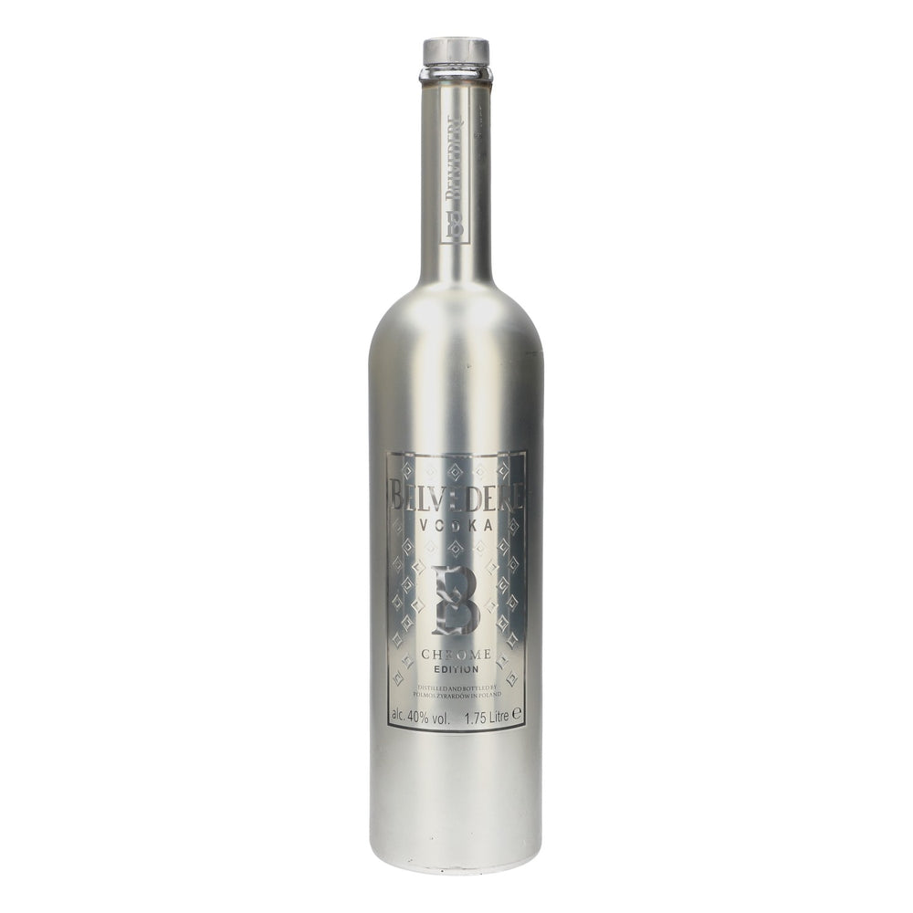 Butelka pokazowa wódki Belvedere 1,75 l – pusta butelka z serii Chrome Edition z diodami LED, używana