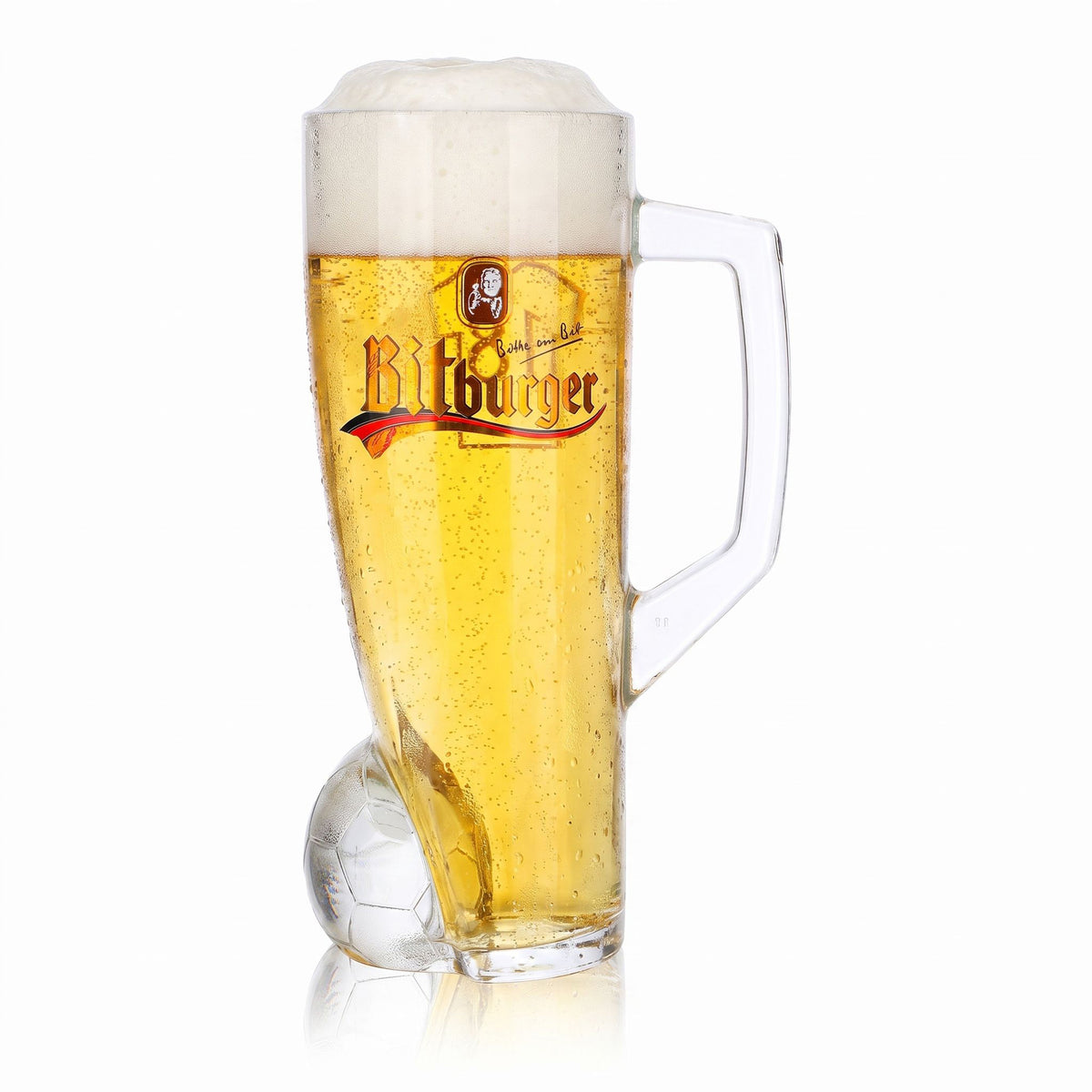 Szklanka do piwa Bitburger 0,4 l, dzbanek DFB-Premium bezalkoholowe, numer na koszulce 18