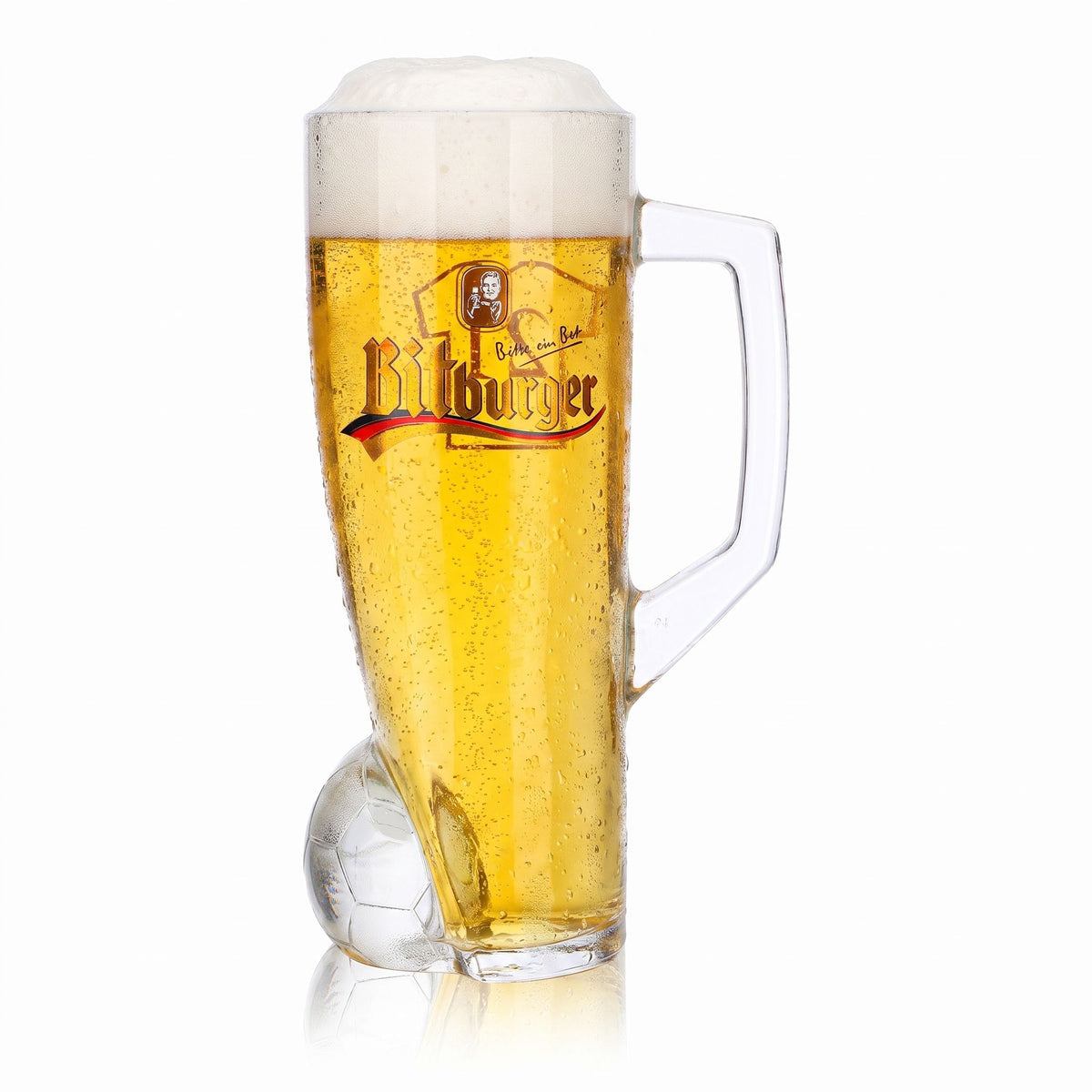 Szklanka do piwa Bitburger 0,4 l, dzbanek DFB-Premium bezalkoholowe, numer na koszulce 21