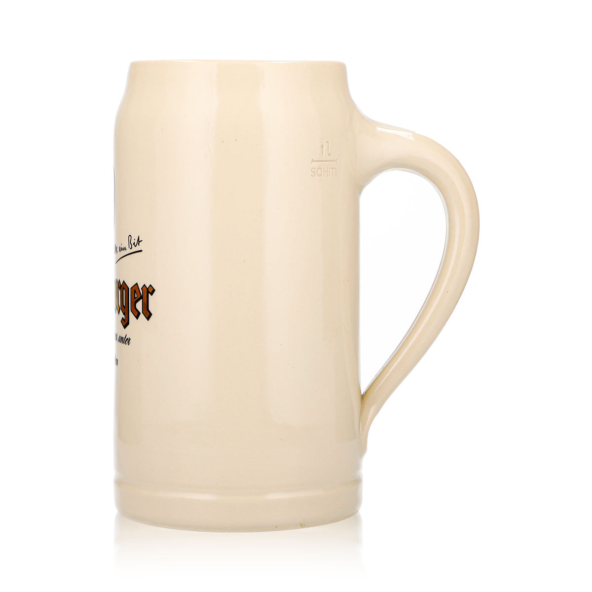 Szklanka do piwa Bitburger 1 l, gliniany kufel, glina Sahm, kufle bawarskie – Widok 6