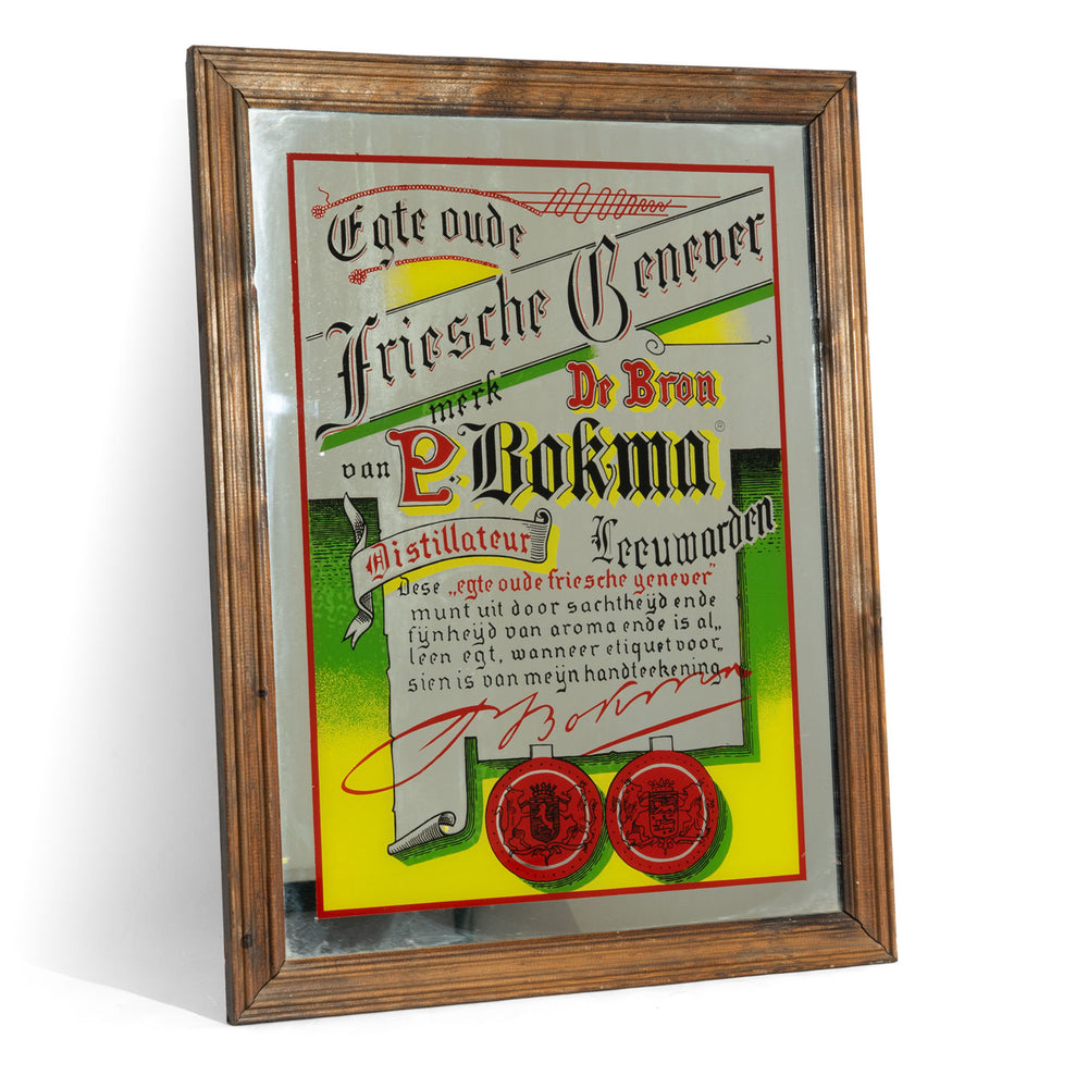 Bokma Likier Lustro Lustro reklamowe Akcesoria barowe Dekoracja ścienna Brązowa rama