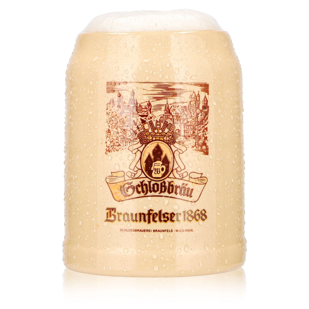 Szklanka do piwa Braunfelser 0,25 l, gliniany kufel Schloßbräu, kolor Sahm Ton