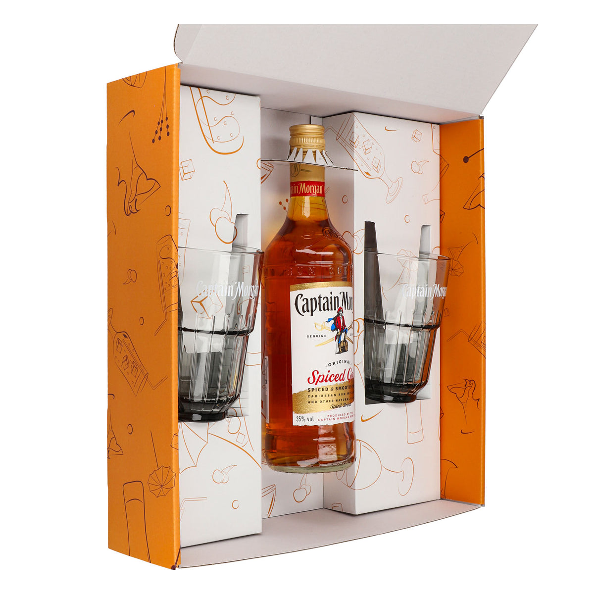 Zestawy upominkowe Captain Morgan pomarańczowa szklanka do long drinków Relief – Widok 4