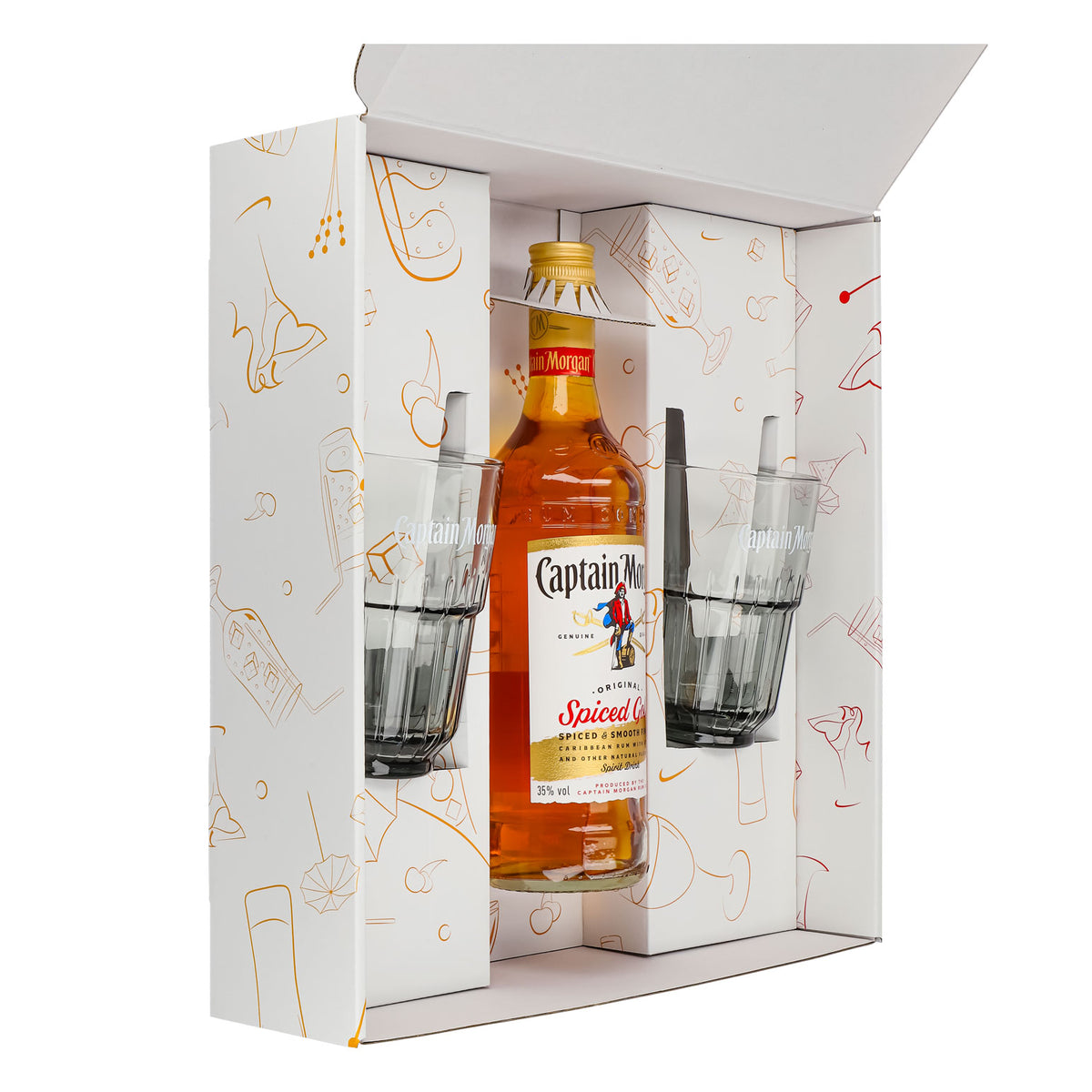 Zestawy upominkowe Captain Morgan białe szklanki do long drinków Relief – Widok 4