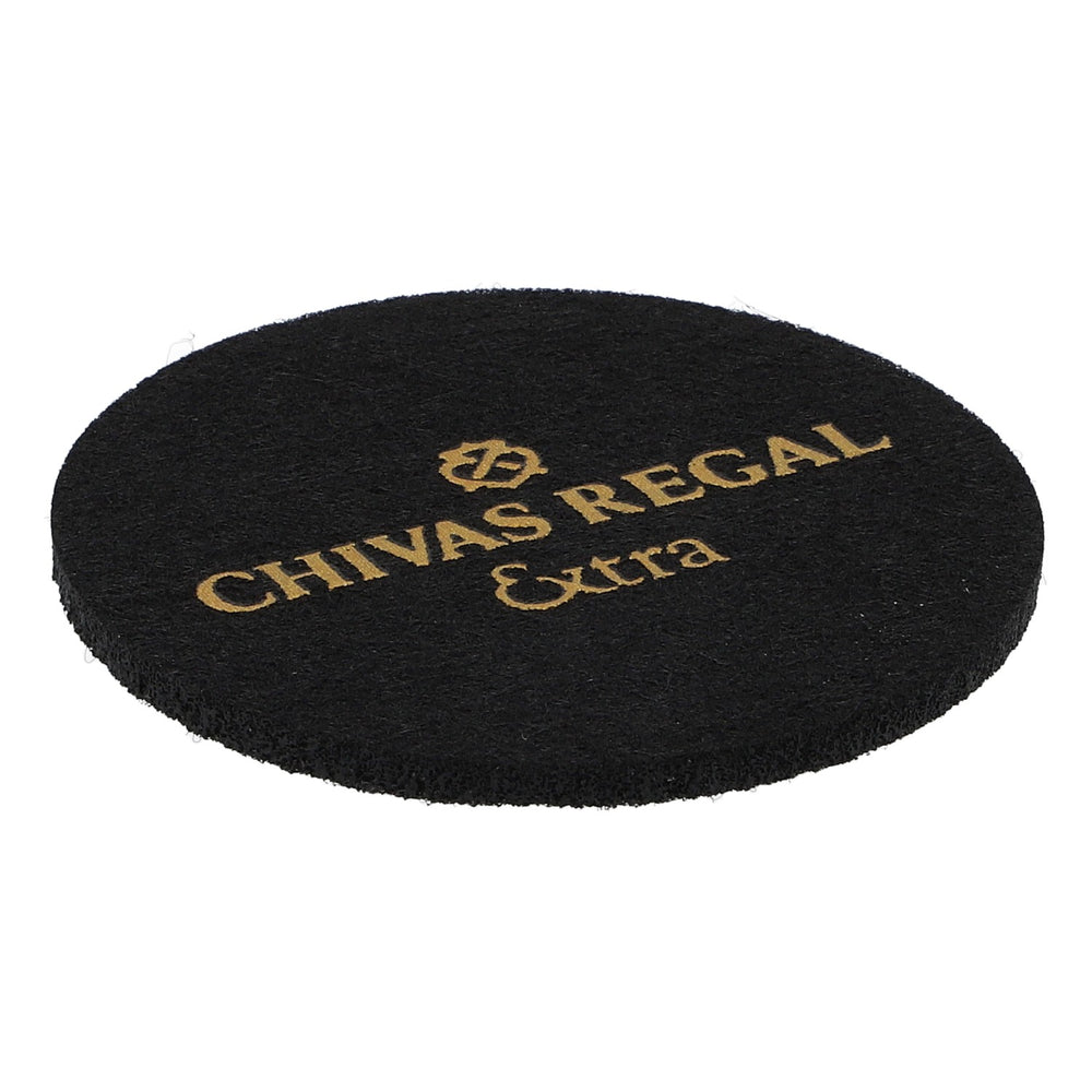 Podkładka pod kieliszek Chivas Regal Whiskey, filcowa, czarna, średnica 6,2 cm „Chivas Regal Extra”