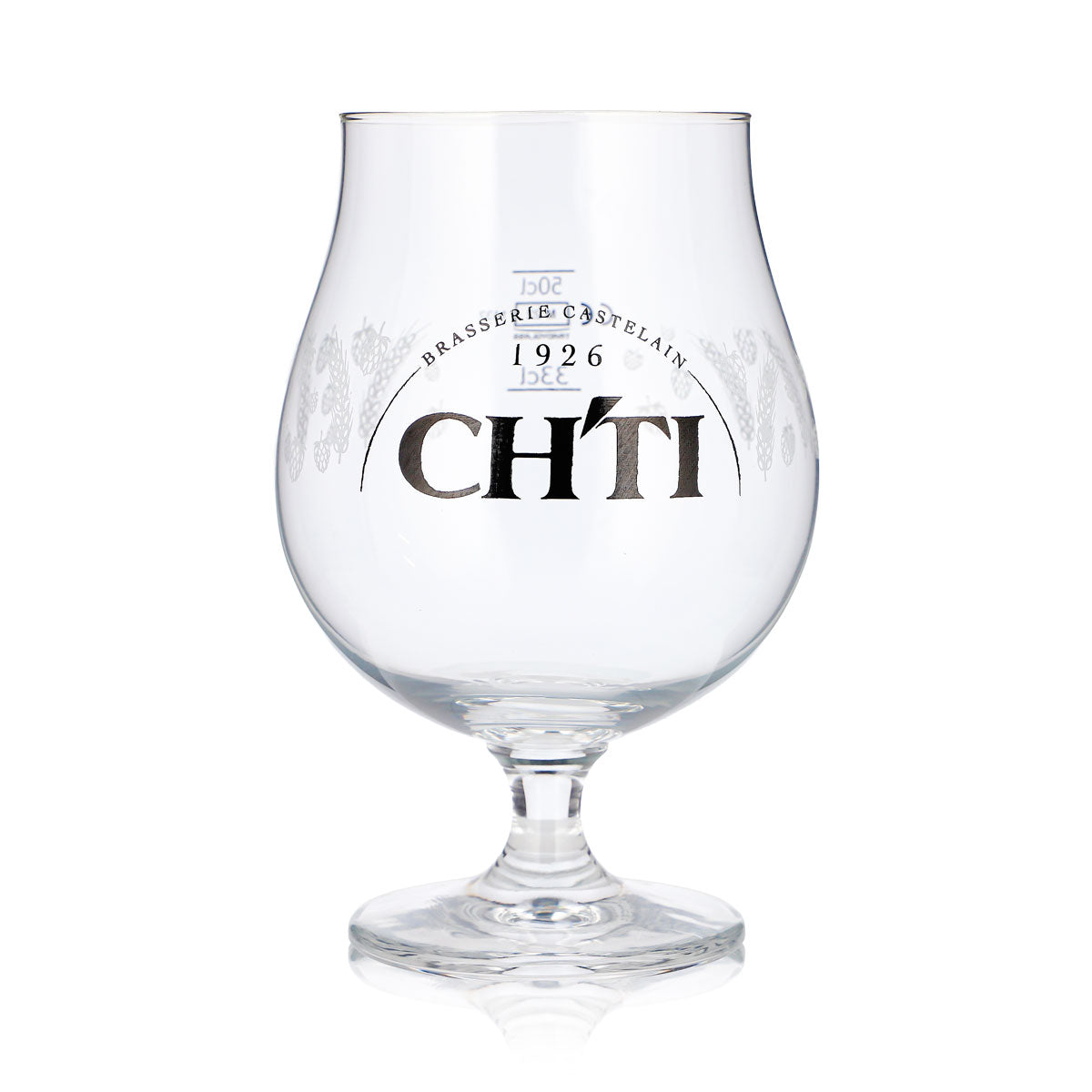 Szklanka do piwa CHTI 0,65 l, puchar w kształcie tulipana, Brasserie Castelain 1926, motyw zbożowy – Widok 2