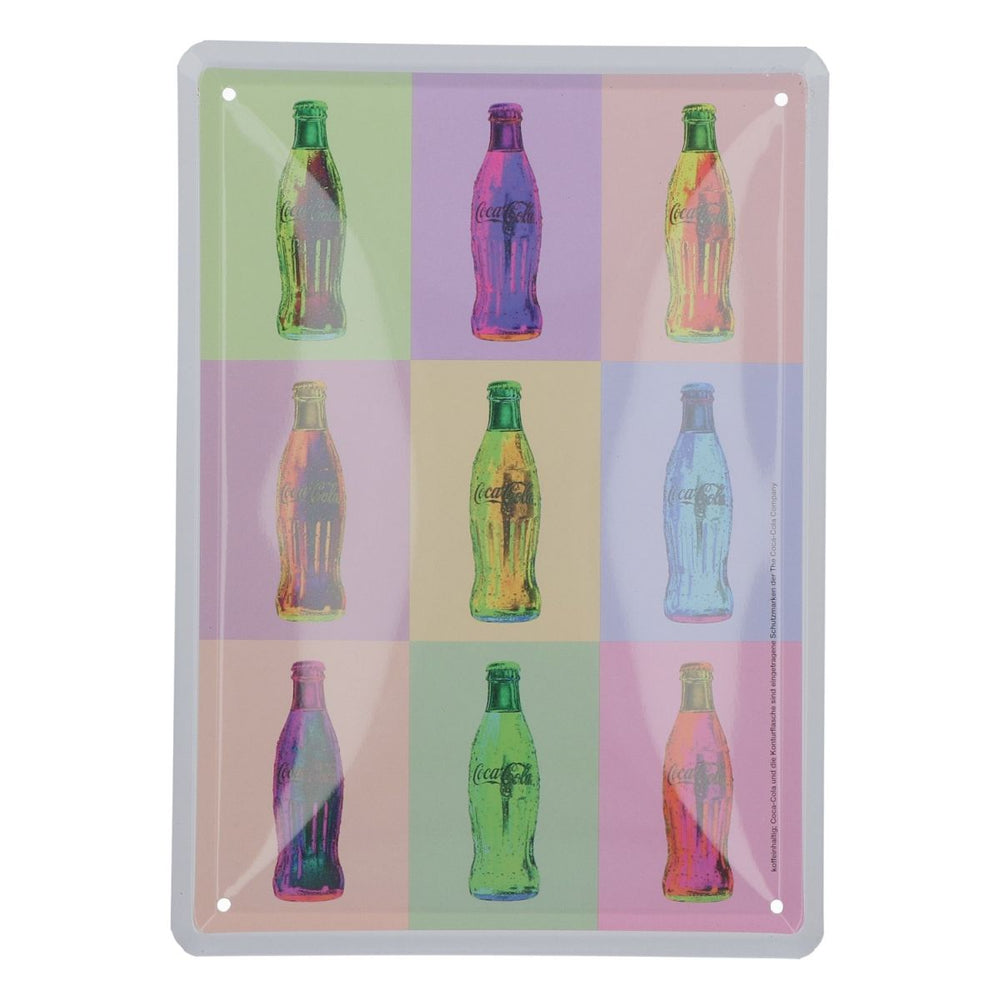 Coca Cola Blaszana tabliczka Butelki Kolorowa 21x15cm Tabliczka reklamowa Dekoracja ścienna Gadżety promocyjne