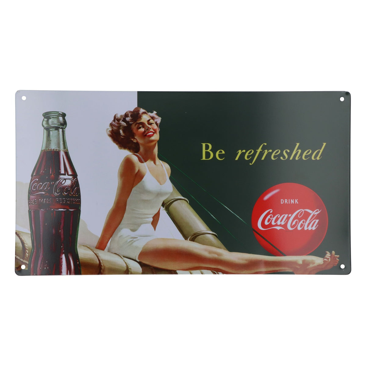 Coca Cola Blaszana tabliczka reklamowa Dekoracja ścienna Refresh