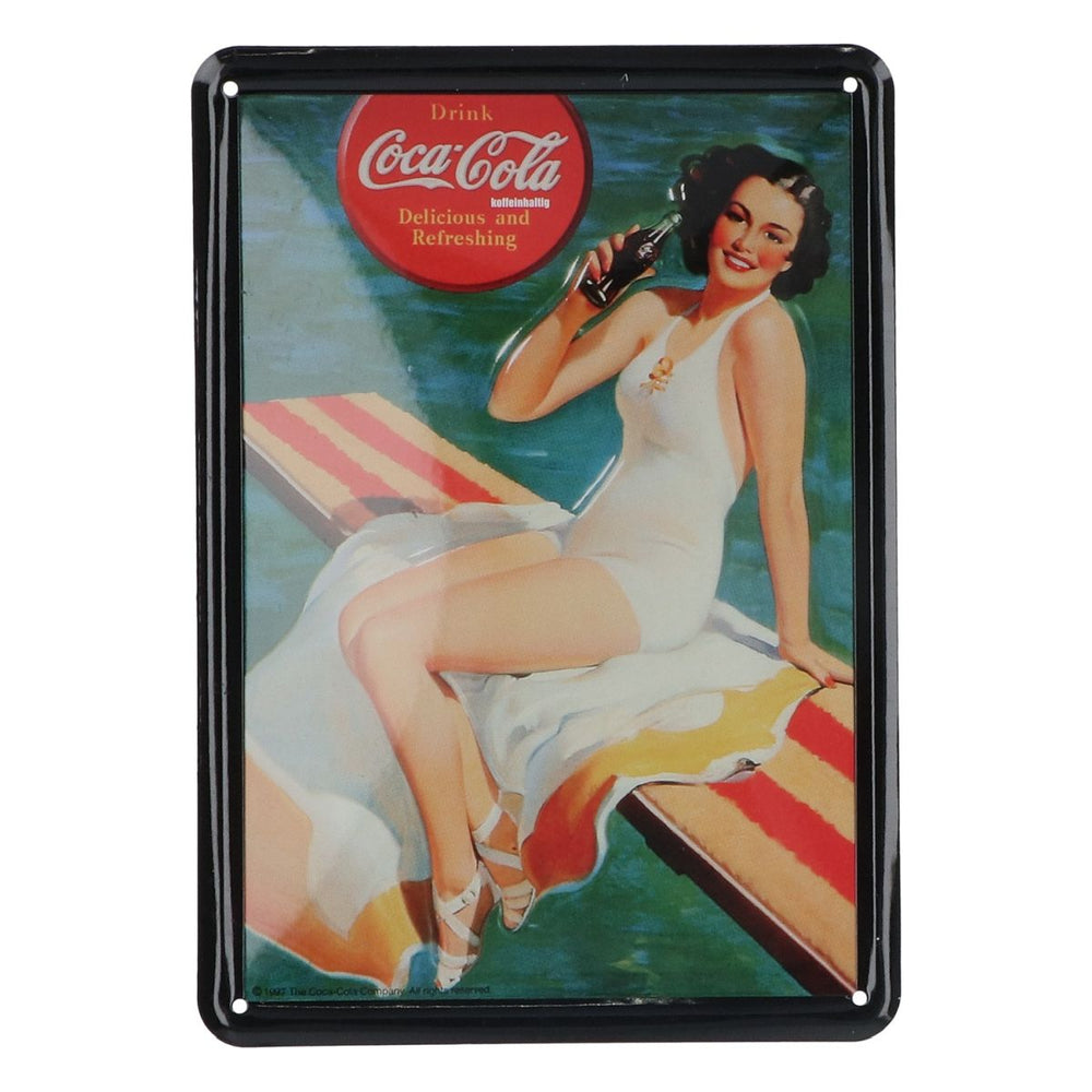 Mini tabliczka blaszana Coca Cola 15 x 10 cm Tabliczka reklamowa Delicious and Refreshing Wand