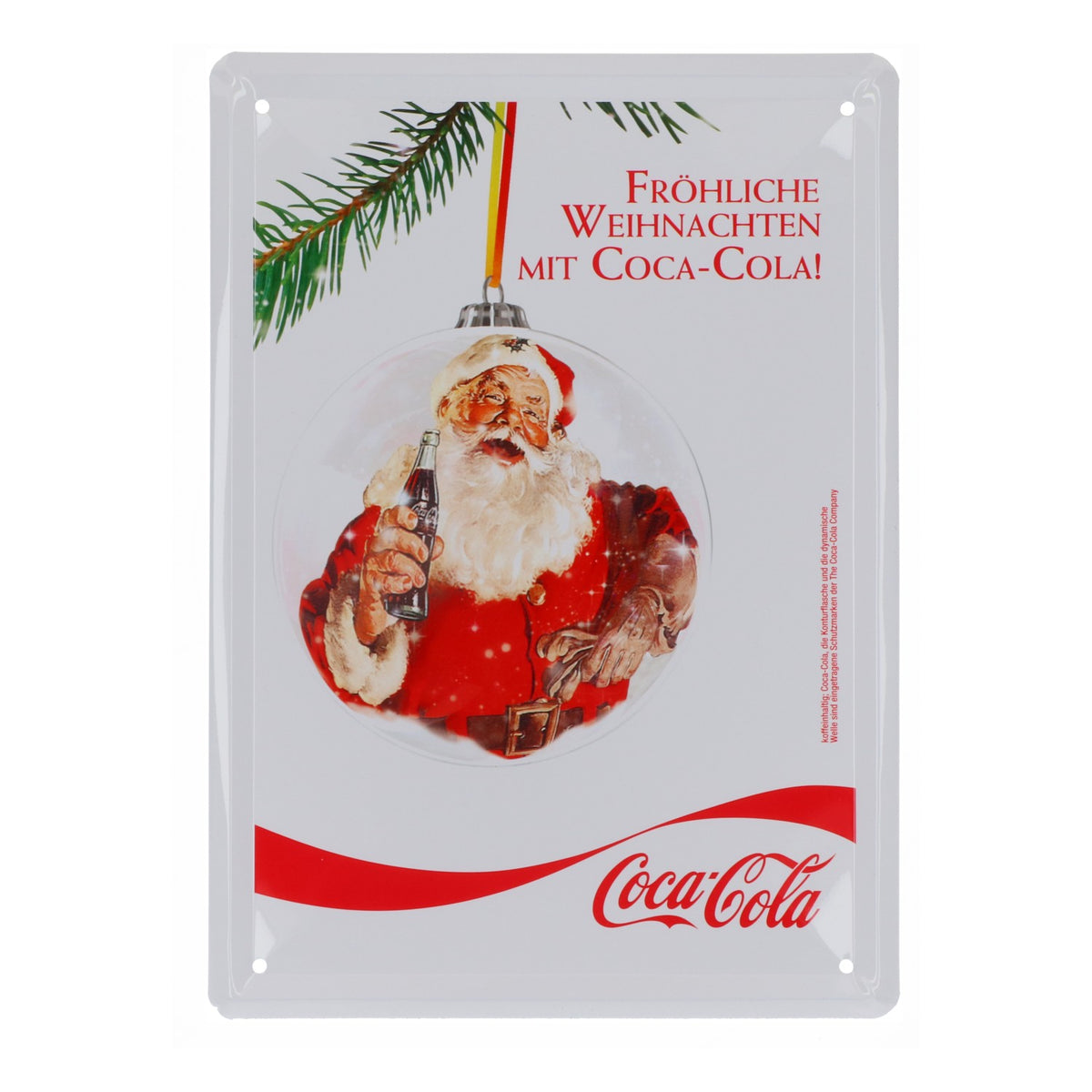 Coca Cola Napój bezalkoholowy Tabliczka metalowa Tabliczka ścienna 21x15 cm „Wesołych Świąt z Coca-Colą”
