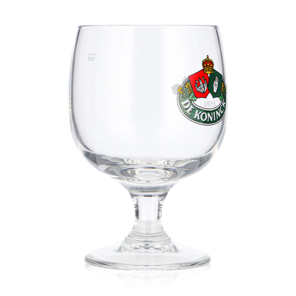 Szklanka do piwa De Koninck 0,25 l, w kształcie tulipana, z zielonym logo, szklanka do piwa, szklanka pucharowa, tulipan do piwa, do degustacji – Widok 2