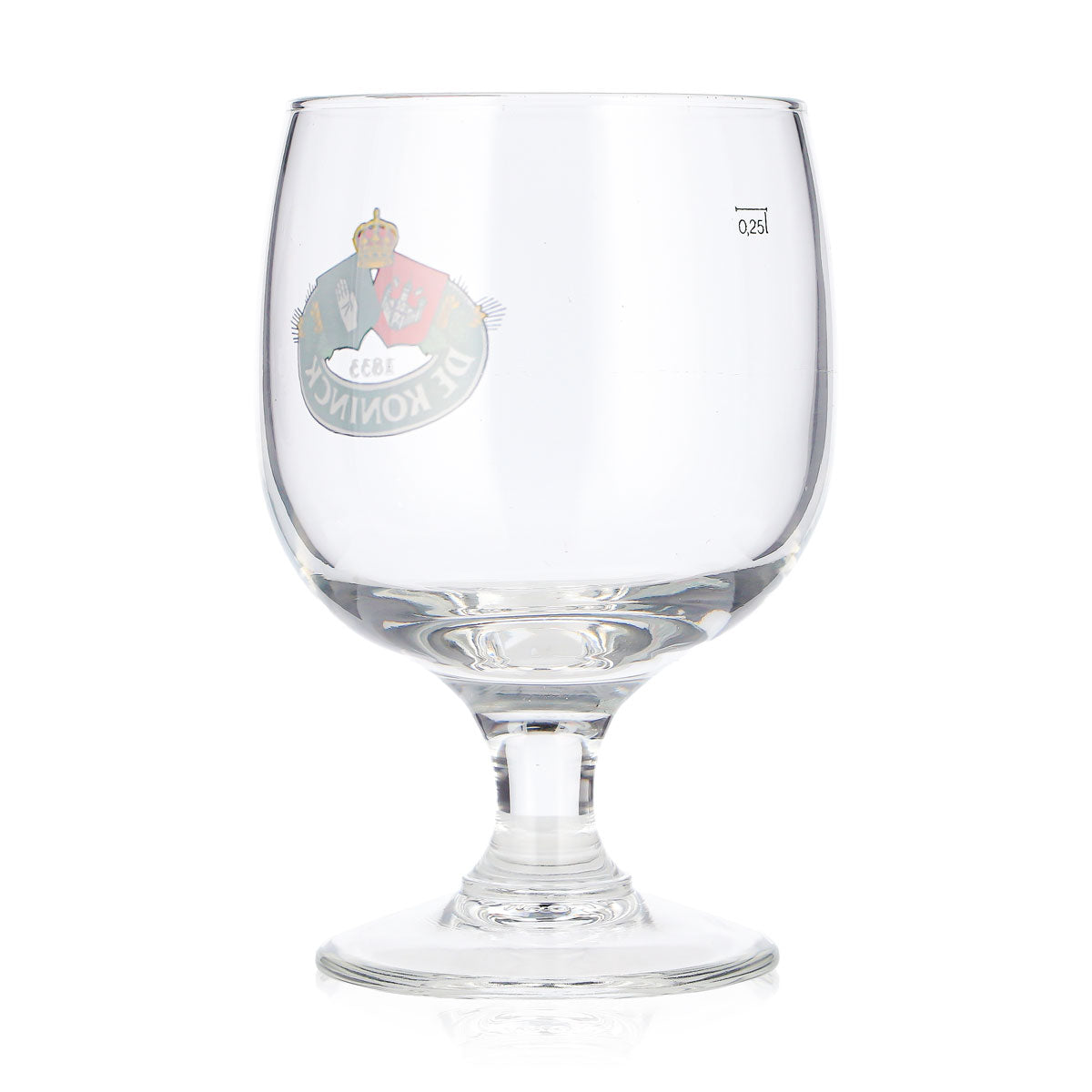 Szklanka do piwa De Koninck 0,25 l, w kształcie tulipana, z zielonym logo, szklanka do piwa, szklanka pucharowa, tulipan do piwa, do degustacji – Widok 3