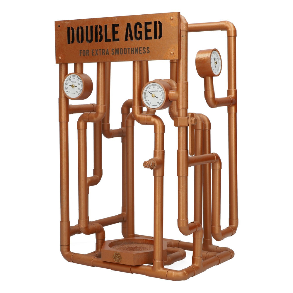 Uchwyt na butelki whisky Dewars, mosiężny, dekoracyjny, wykończony techniką „Double Aged”, miedziany, 4,35 kg