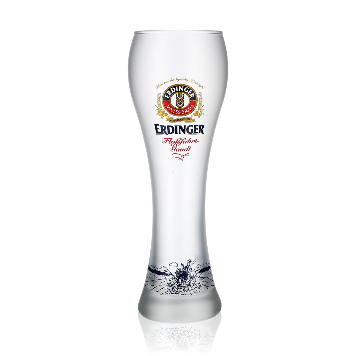 Szklanka do piwa pszenicznego Erdinger 0,5 l matowa „Floßfahrt-Gaudi” Szklanki do piwa satynowane białe