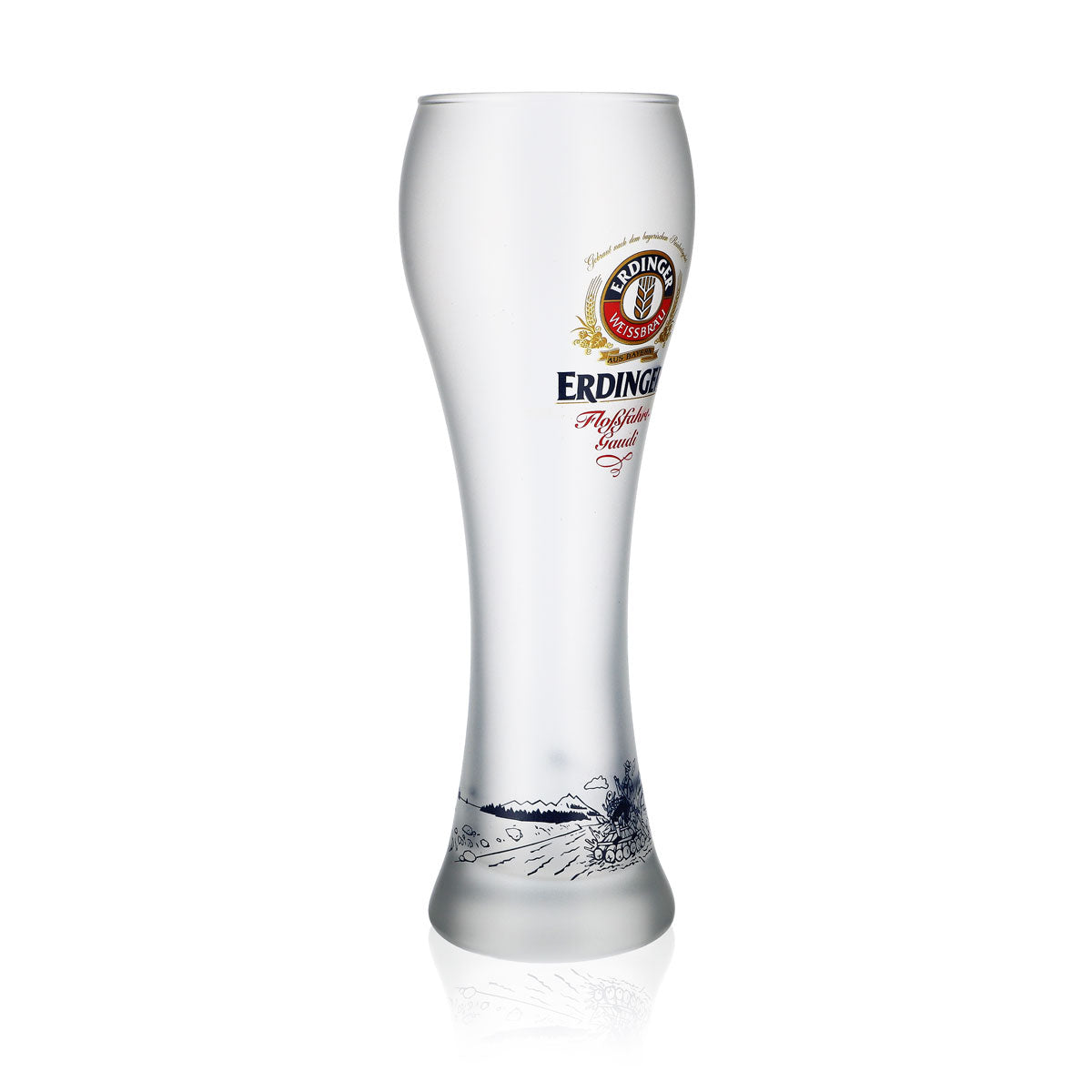 Szklanka do piwa pszenicznego Erdinger 0,5 l matowa „Floßfahrt-Gaudi” Szklanki do piwa satynowane białe – Widok 2