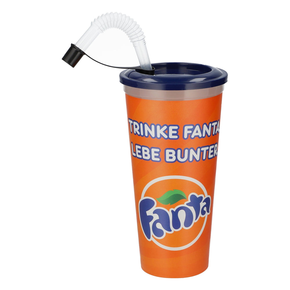 Kubek wielokrotnego użytku Fanta 0,6 l z motywem piosenkarki, słomką Coca-Cola, z tworzywa sztucznego