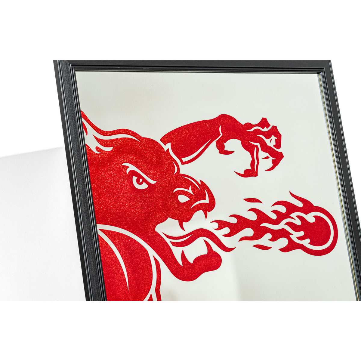 Fireball Lustro Dekoracja ścienna Motyw smoka Z ramą 103x73cm Bar Pub – Widok 3