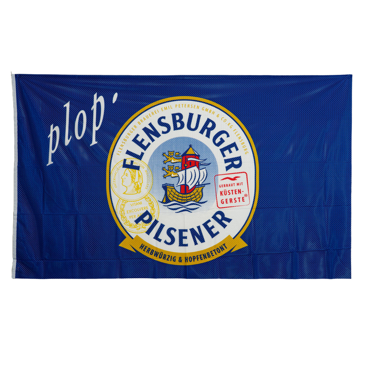 Flensburger Glas – tkanina mieszana – flaga typu Pilsener Hiss – baner – flaga pionowa