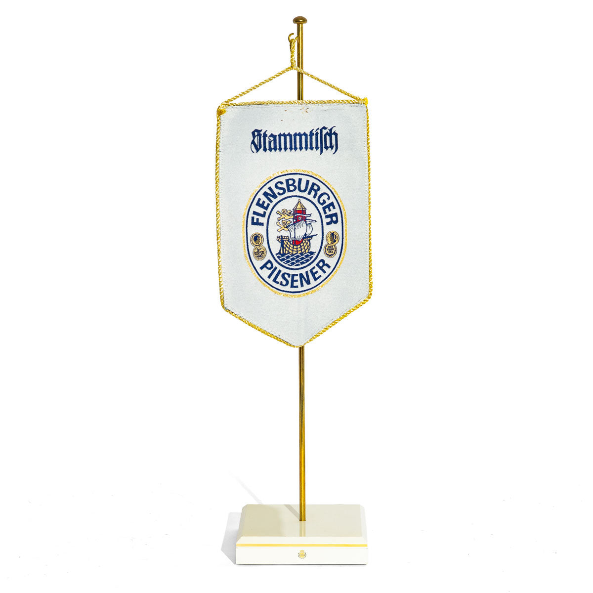 Flensburger Stammtisch Wimpel Flaga Stammtisch z drewnianym stojakiem