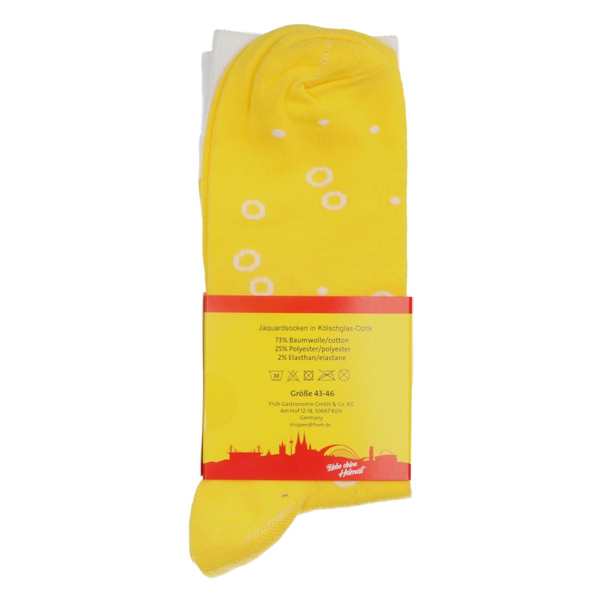 Früh Kölsch Skarpety Strümpfe Socks Rozmiar 43-46 Żółte Unisex Obuwie Merch – Widok 2