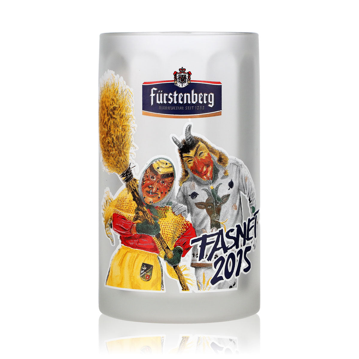 Szklanka do piwa Fürstenberg 0,25 l, dzbanek Fasnet 2015, matowa, wzór Rastal