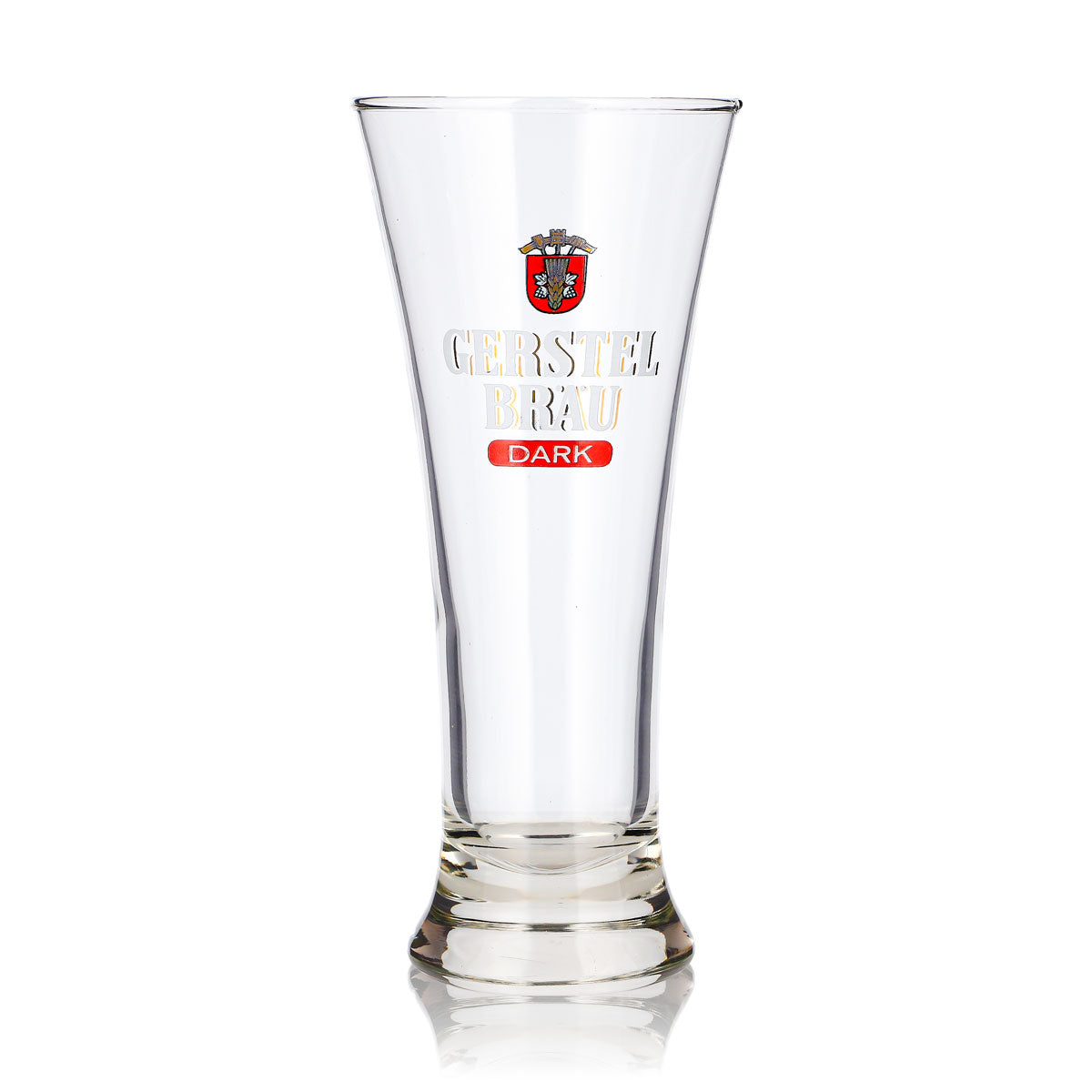 Szklanka do piwa Gerstel Bräu 0,32 l, typu longdrink, z czerwonym logo, Dark Durabor