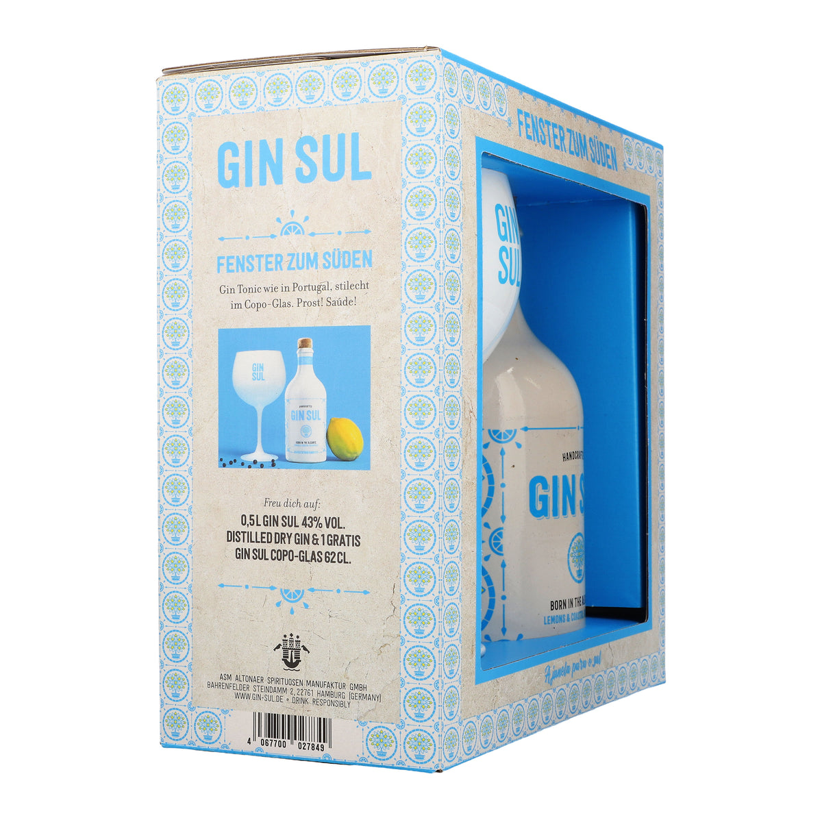 Zestaw upominkowy Gin Sul „Okno na południe” 0,5 l 43% obj. + 1x 0,6 l kieliszek Copa – Widok 4