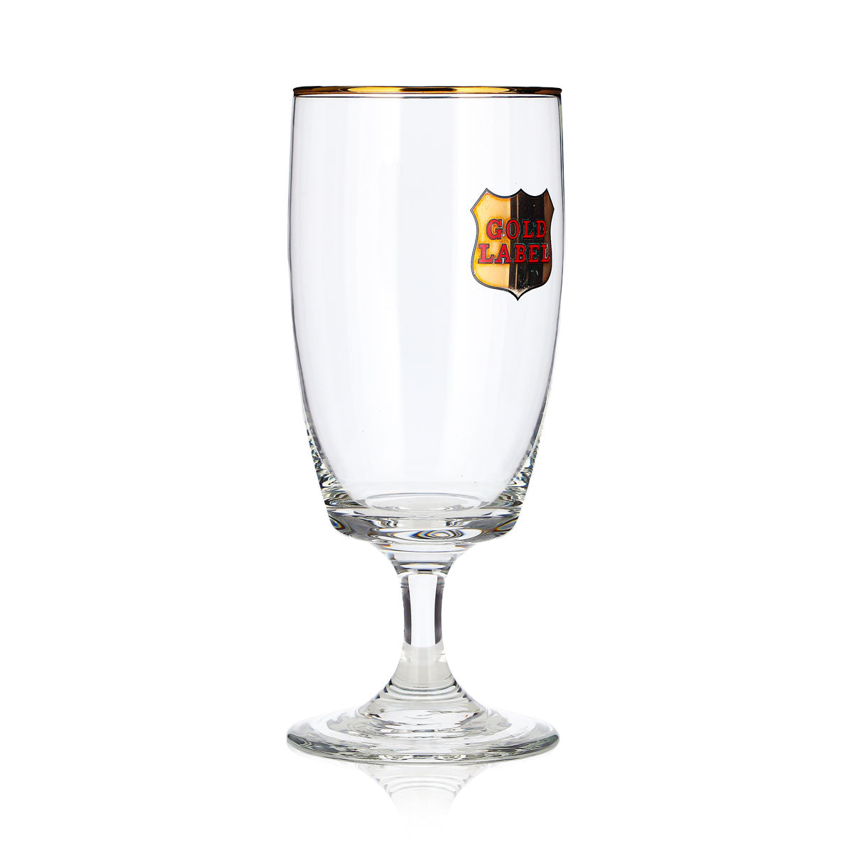 Szklanka do piwa Gold Label 0,24 l, w kształcie pucharu, ze złotą obwódką i złotym logo – Widok 3