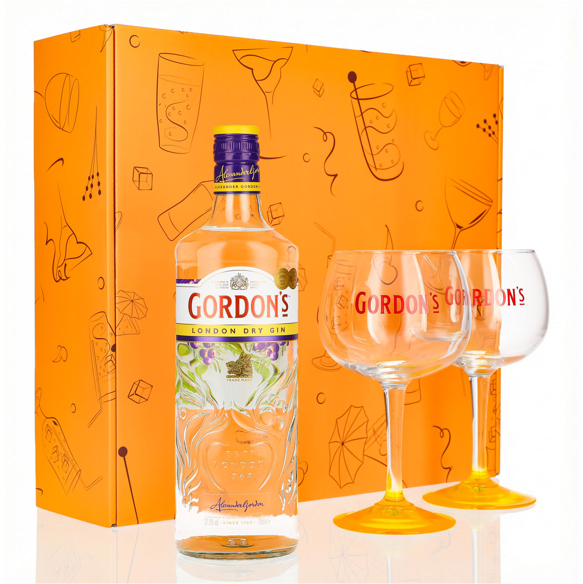 Zestaw upominkowy Gordons Gin 0,7 l 37,5% + kieliszek balonowy Copa I Orange
