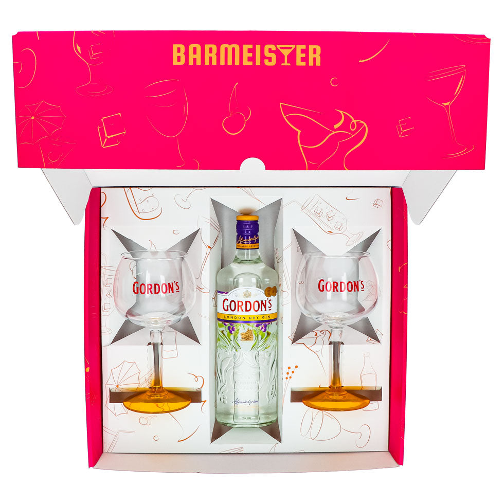 Zestaw upominkowy Gordons Gin 0,7 l 37,5% + kieliszek balonowy Copa I Pink – Widok 3