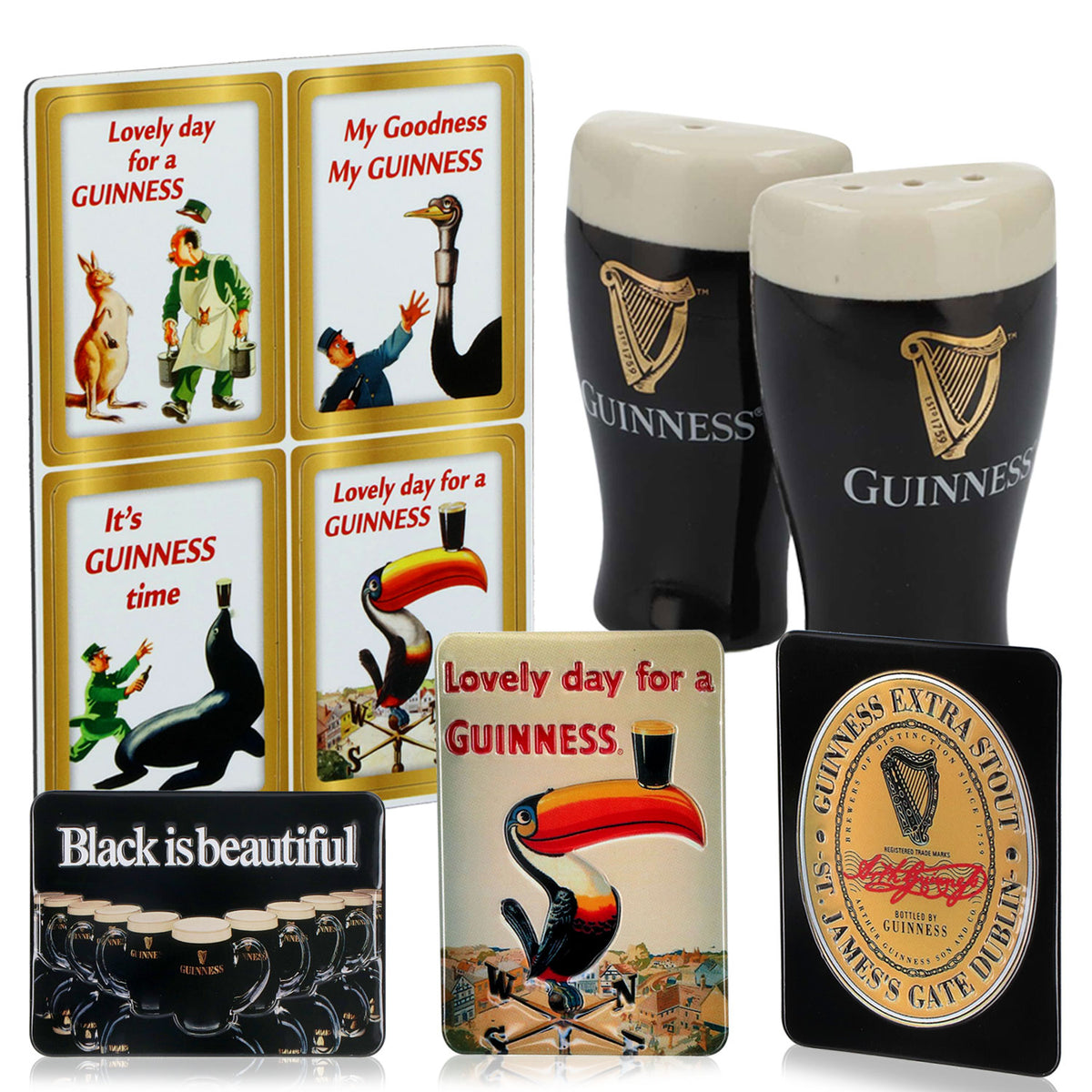 Zestaw magnesów na lodówkę Guinness Beer Kitchen Bundle Set  Solniczka i pieprzniczka