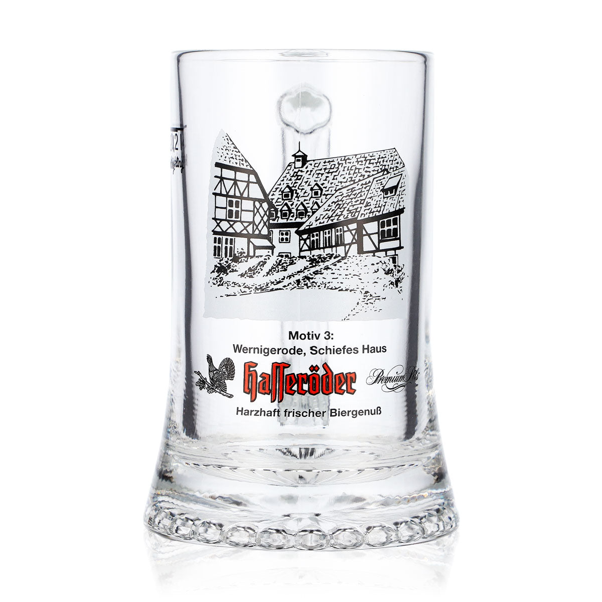 Szklanka do piwa Hasseröder, kufel 0,2 l, motyw 3: Wernigerode – Krzywy Dom, Böckling