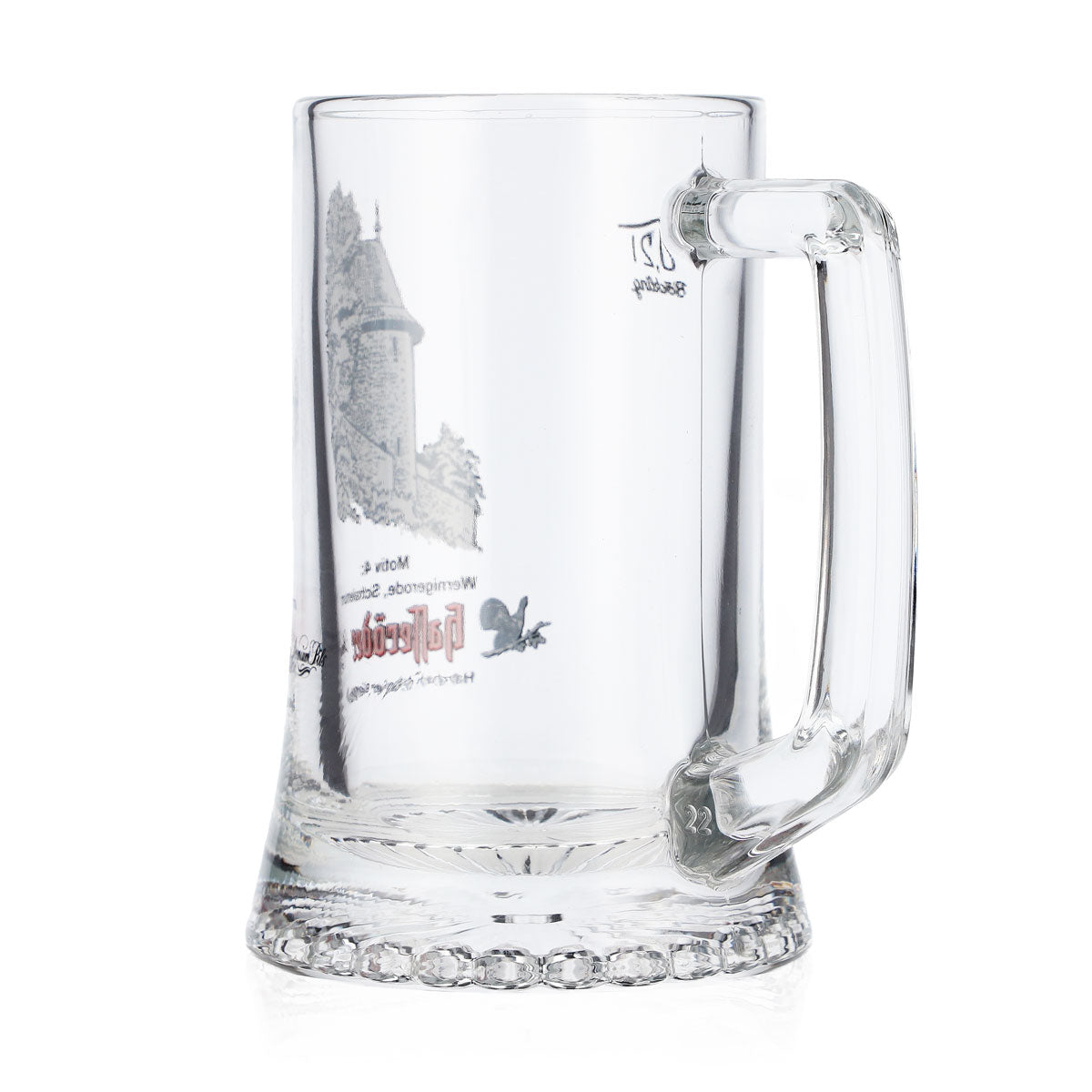 Szklany kufel do piwa Hasseröder, pojemność 0,2 l, motyw nr 4: Wieża Schalenturm w Wernigerode, Böckling – Widok 4