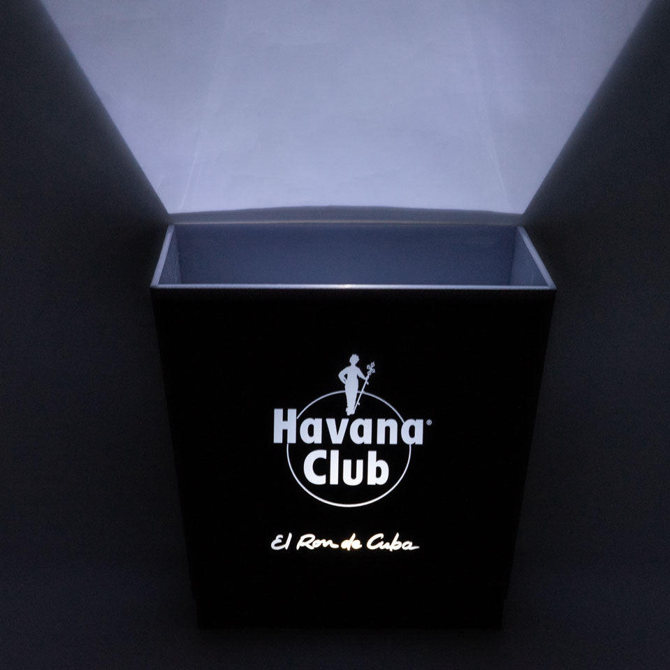 Havana Rum Chłodziarka LED Pojemnik na kostki lodu Akumulatorowa lodówka Icecube czarna 4-kątna – Widok 2