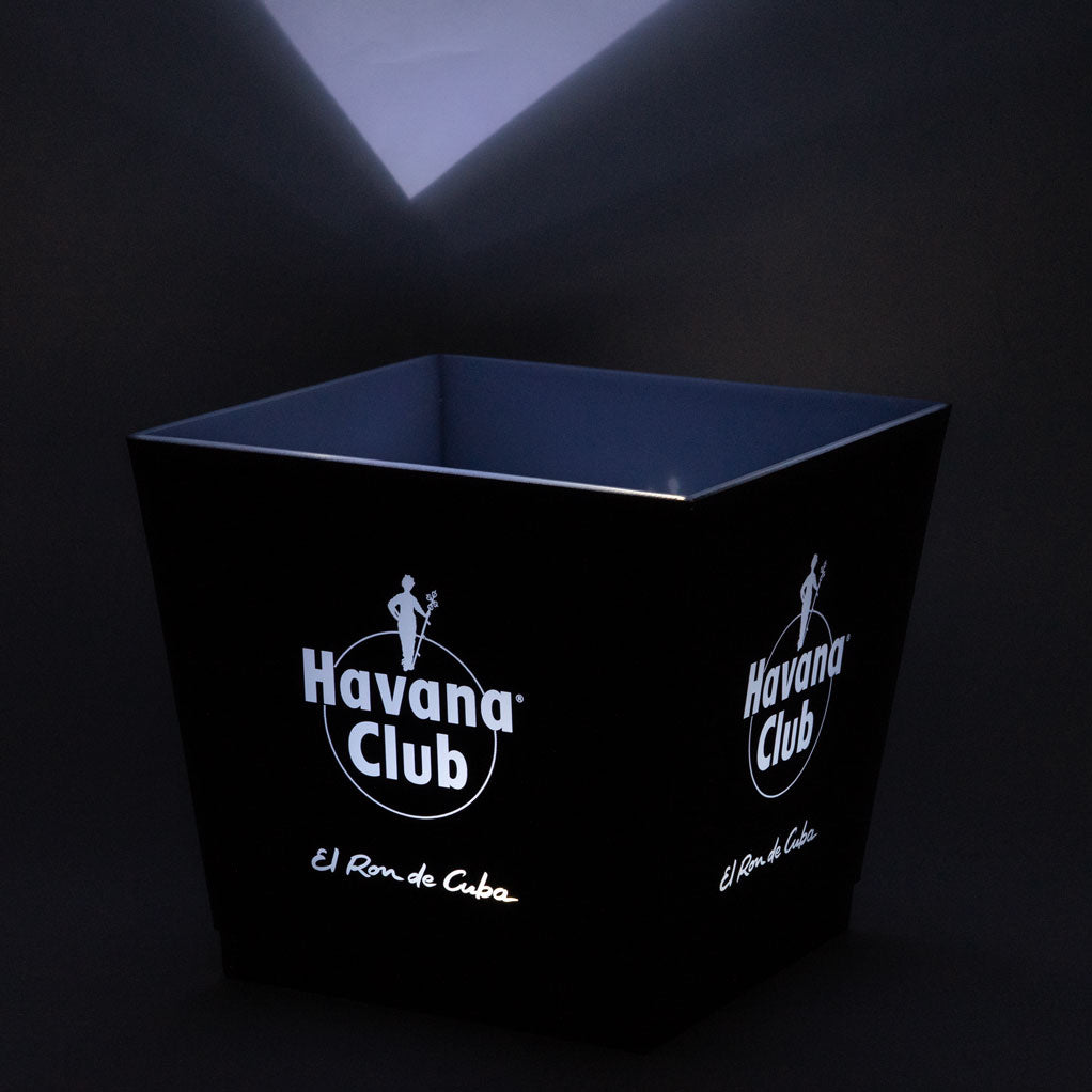 Havana Rum Chłodziarka LED Pojemnik na kostki lodu Akumulatorowa lodówka Icecube czarna 4-kątna – Widok 7