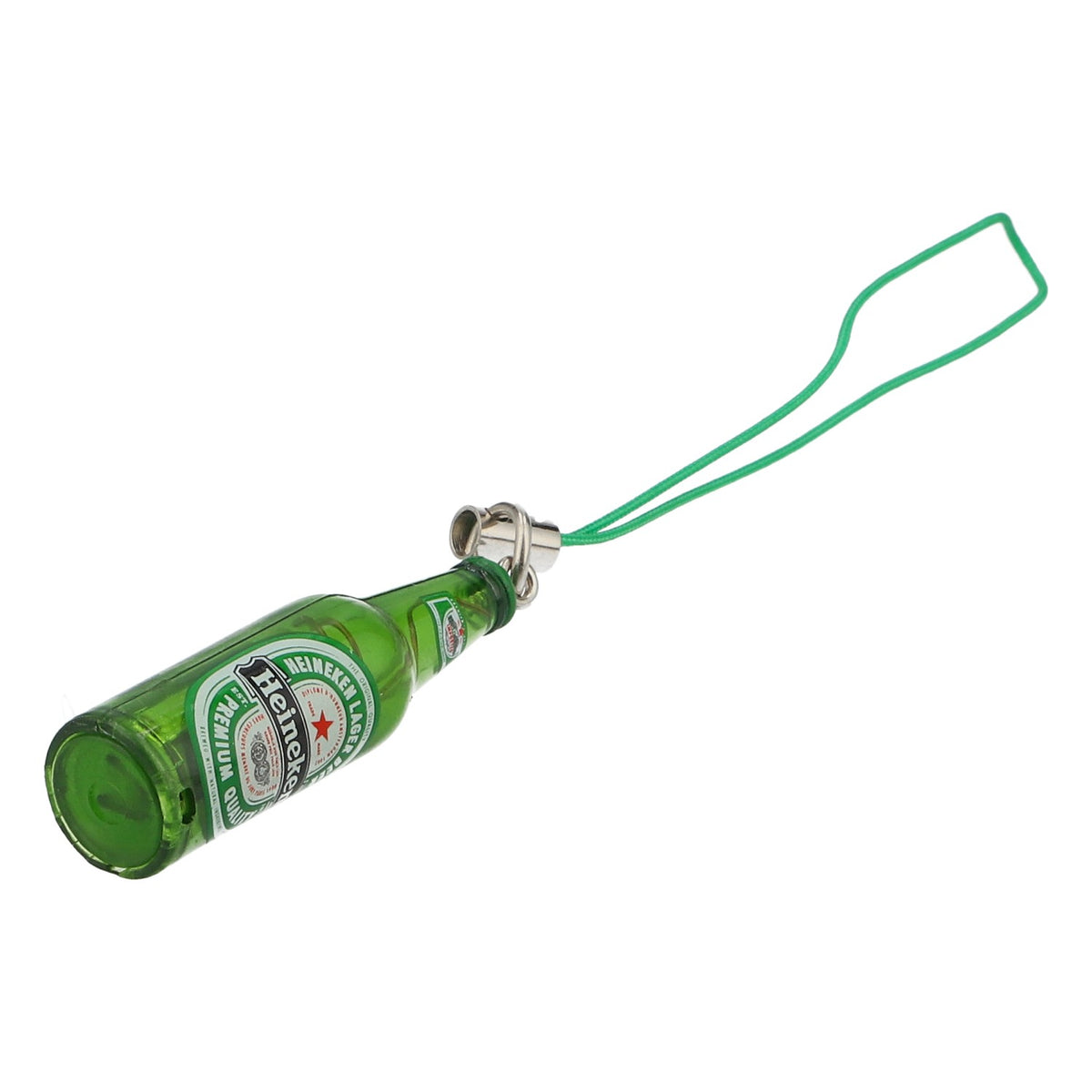 Wisiorek z motywem piwa Heineken – migająca butelka LED, sygnał na telefon komórkowy, zielony, gadżet dla fanów