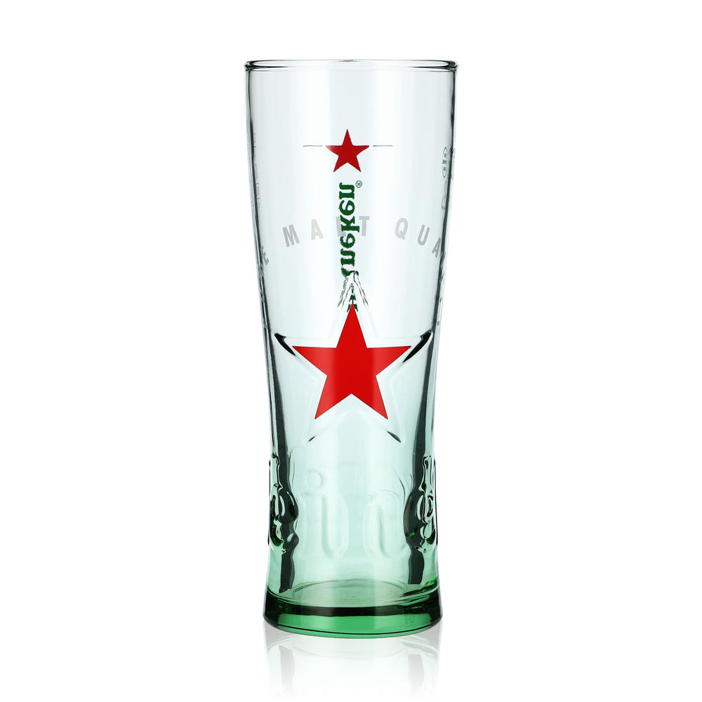 Szklanka do piwa Heineken w kształcie pucharu, 0,3 l, z reliefem przedstawiającym browar „Czerwona Gwiazda” i zielonym dnem
