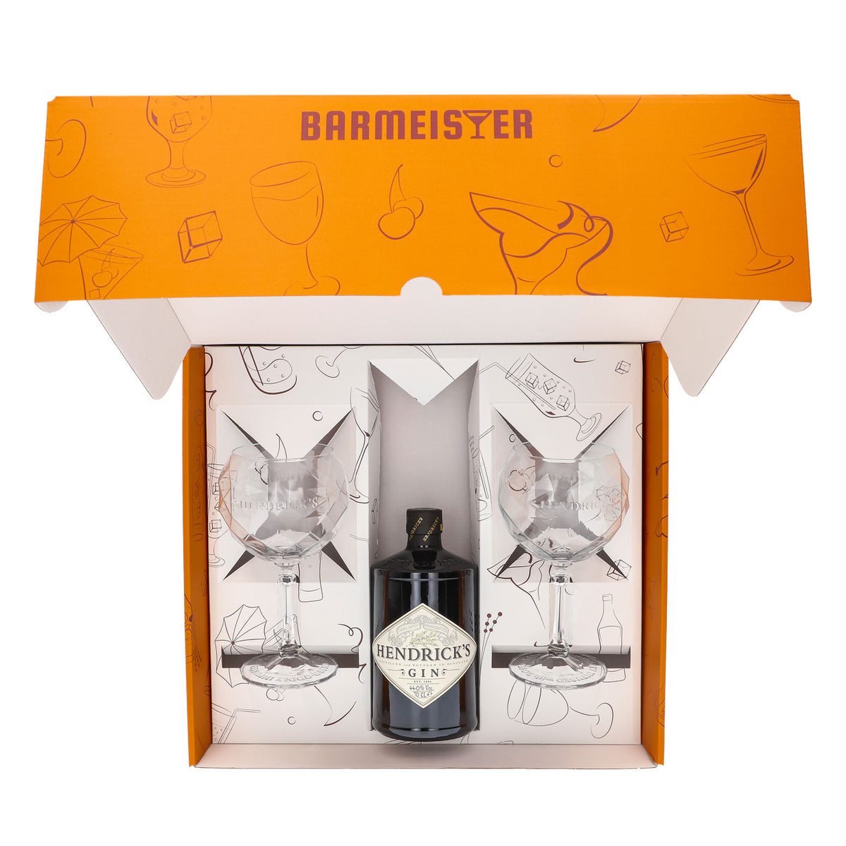 Hendricks Gin Geschenkset 0,7l Flasche 44,0 % Vol. + Ballongläser–Orange – Ansicht 5