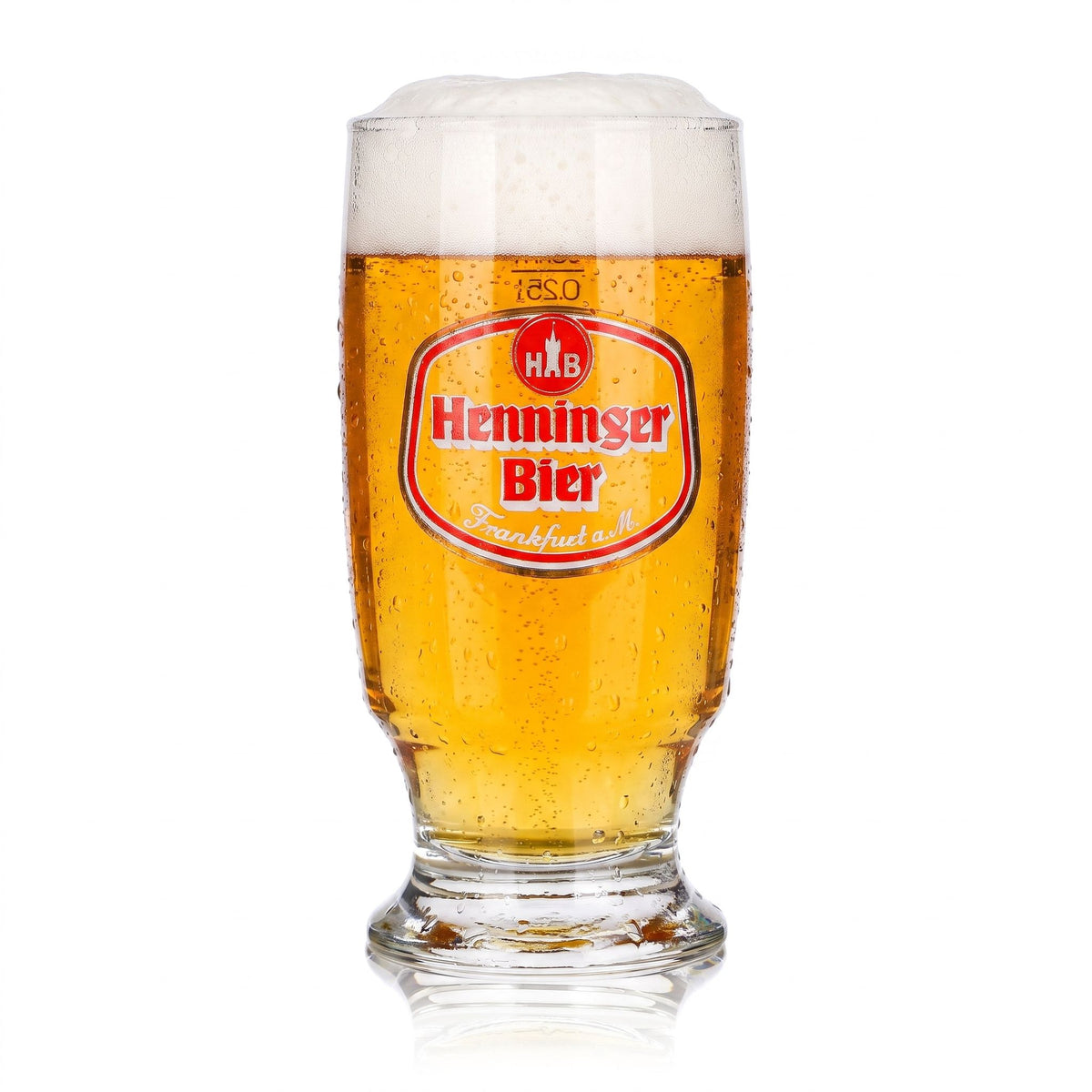 Szklanka do piwa Henninger 0,25 l z czerwonym logo Sahm