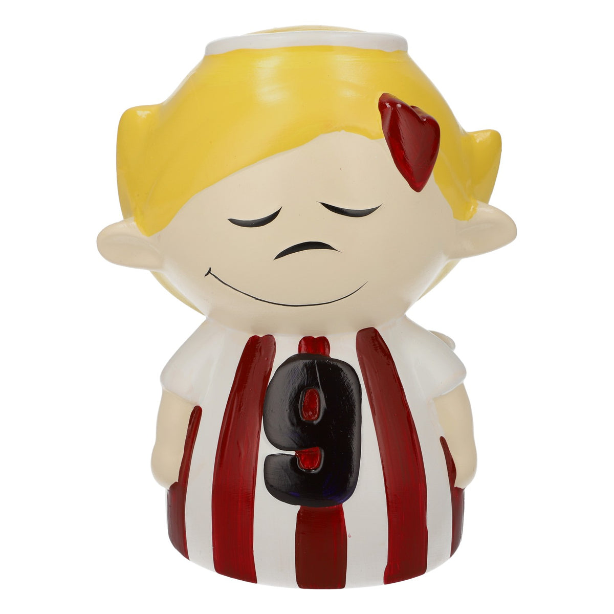 Ceramiczna skarbonka „Piekielny strumień” w kształcie rybki, biało-żółta