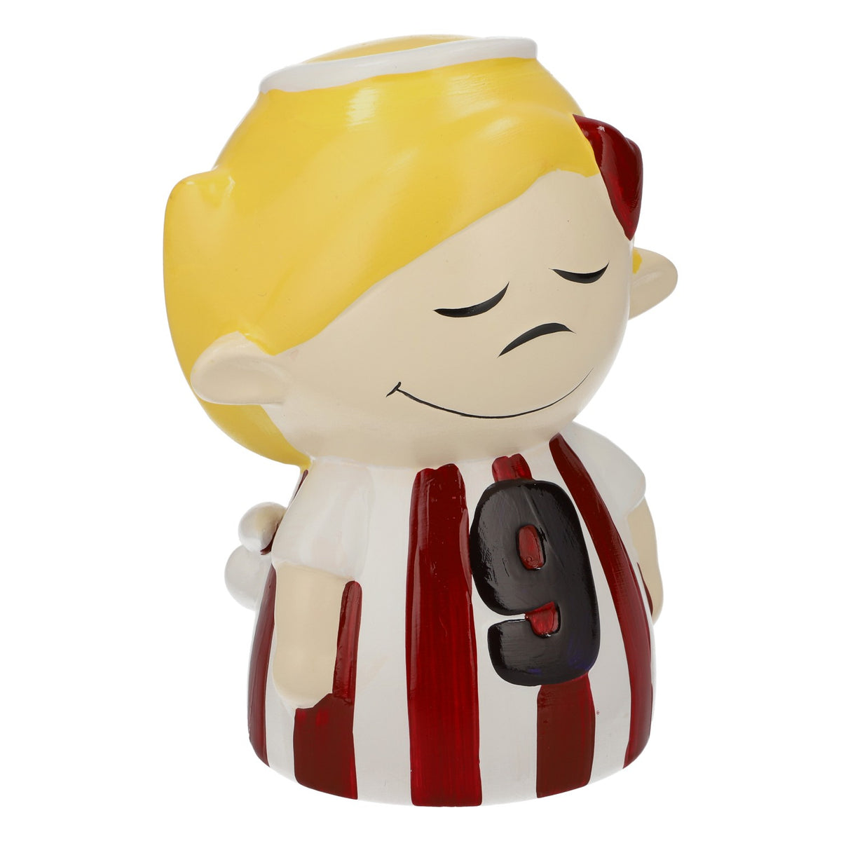 Ceramiczna skarbonka „Piekielny strumień” w kształcie rybki, biało-żółta – Widok 2