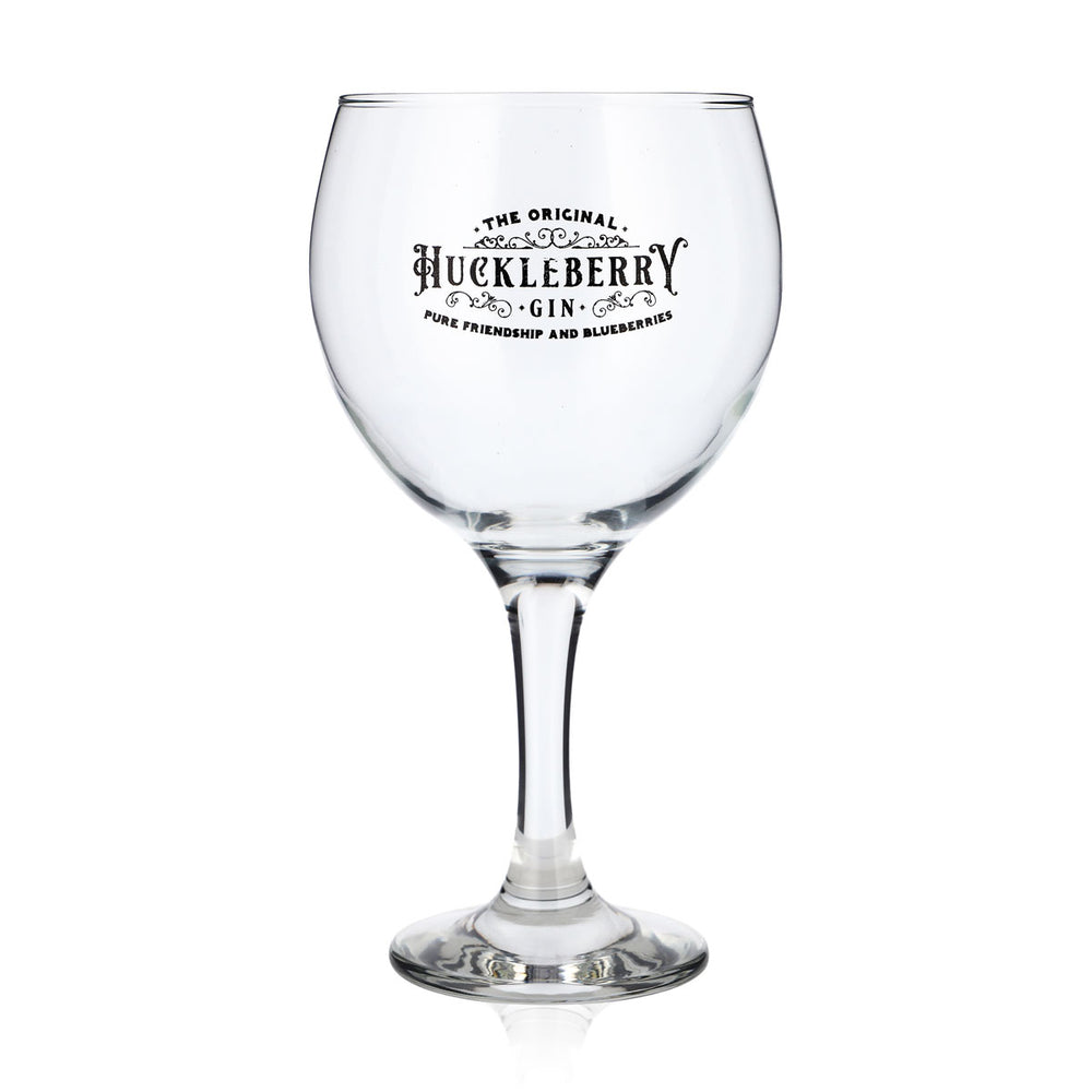 Szklanka do ginu Huckleberry 0,62 l, szklanka typu balloon, czarne logo, kieliszek do koniaku, szklanka typu Copa, tonik