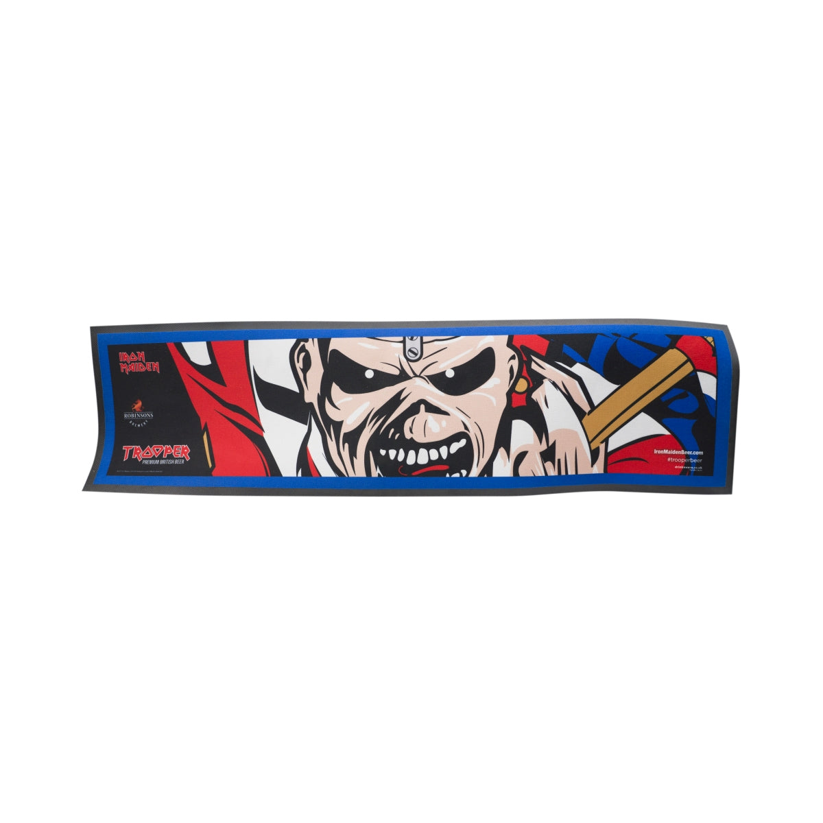 Mata barowa do piwa Iron Maiden Trooper 90x25cm Gumowa mata barowa do ociekania szkła
