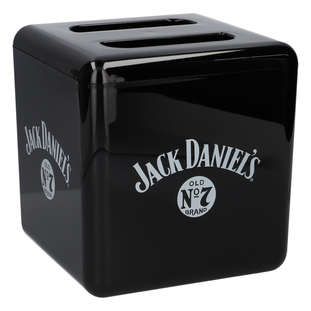 Akrylowa lodówka do whisky Jack Daniel's z pojemnikiem na kostki lodu, czarna, z tworzywa sztucznego, akcesoria barowe