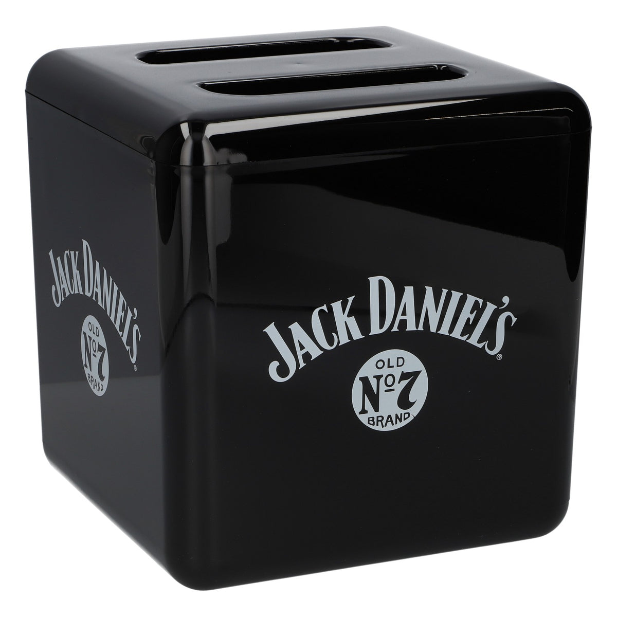 Akrylowa lodówka do whisky Jack Daniel's z pojemnikiem na kostki lodu, czarna, z tworzywa sztucznego, akcesoria barowe