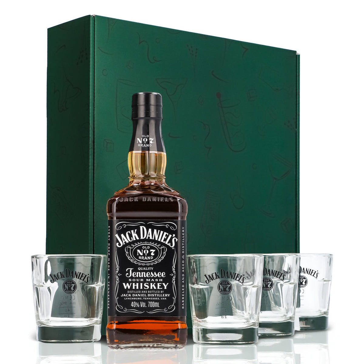 Jack Daniels Geschenkset 0,7l Flasche 40,0 % Vol. + Tumbler stapelbar–Grün