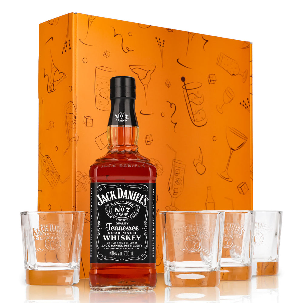 Jack Daniels Geschenkset 0,7l Flasche 40,0 % Vol. + Tumbler Relief–Orange