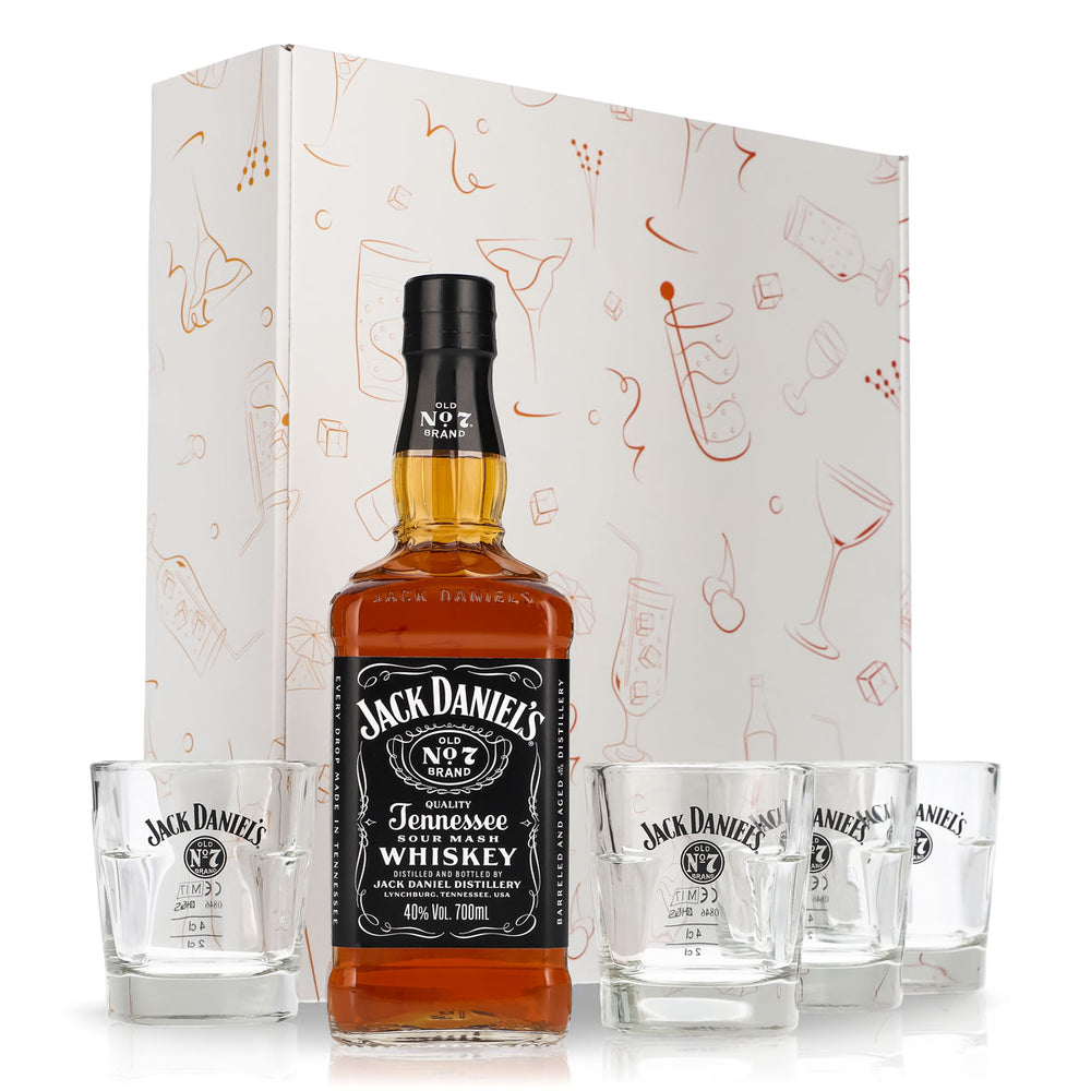 Jack Daniels Geschenkset 0,7l Flasche 40,0 % Vol. + Tumbler stapelbar–Weiß