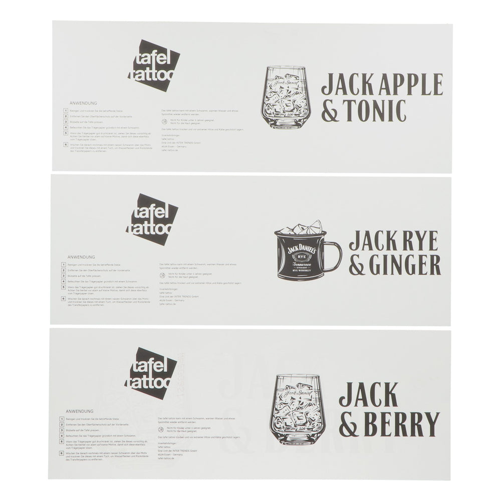 Jack Daniels Whisky Tatuaż stołowy 40x15 cm „Jack & Berry” + szklanka