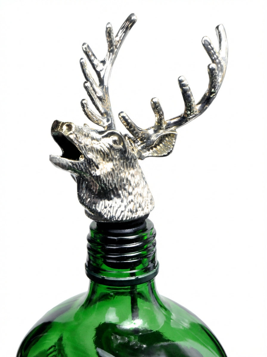 Jägermeister nalewka z dozownikiem w kształcie głowy jelenia  nakładka metalowa srebrna Pourer Silver